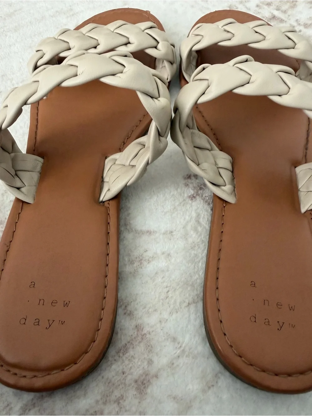 A New Day Lucy Braided Slide Sandals Cream Women’s 8